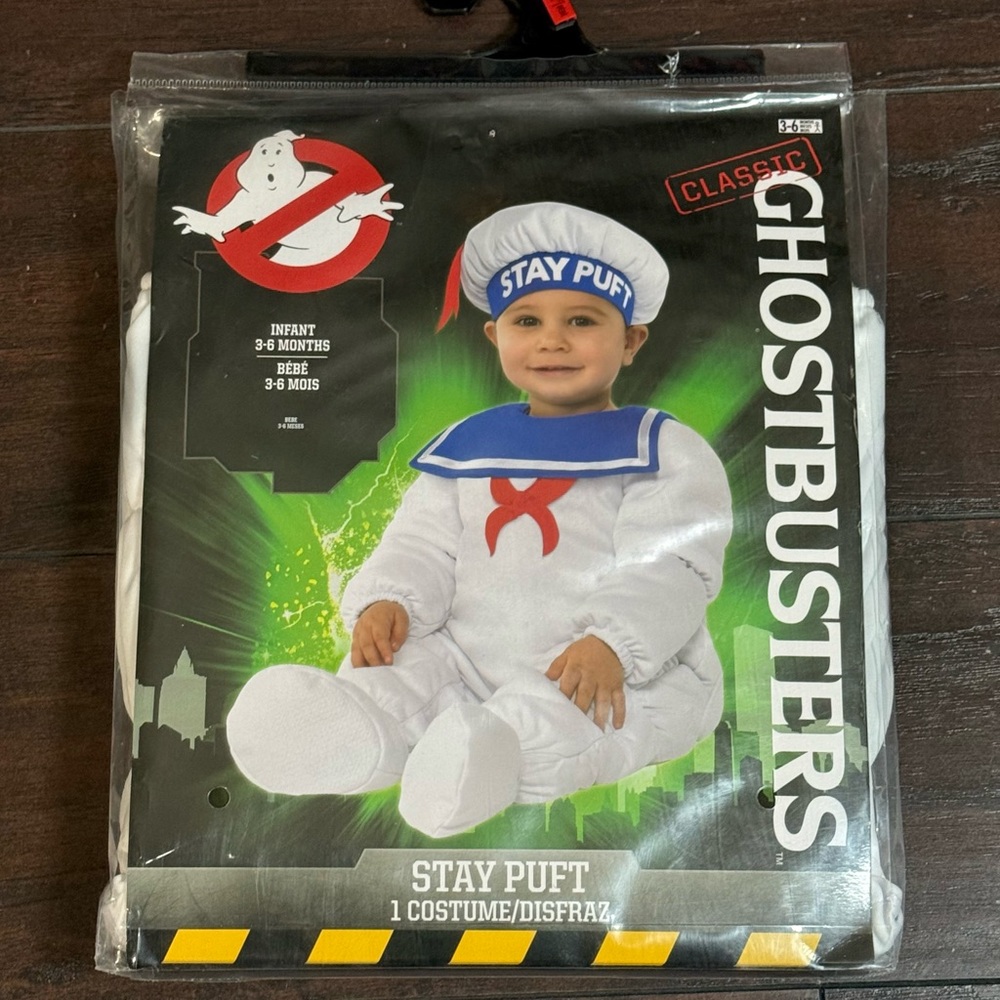 Classic Ghostbusters 👻 Stay Puft Infant Costume• White and Blue•Size 3-6 months